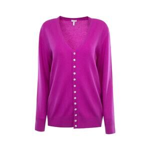 Loewe Embellished Lightweight Cashmere Button Cardigan - Medium Violet